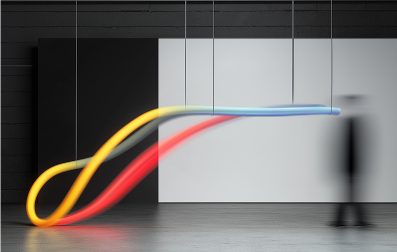 Modern office with colorful dashboard lines for Finance dashboard